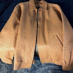 Giani Bernini gold ostrich leather jacket